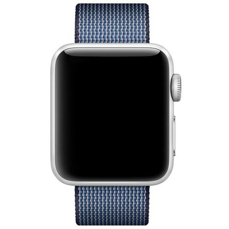 Curea iUni compatibila cu Apple Watch 1/2/3/4/5/6/7, 42mm, Nylon, Woven Strap, Midnight Blue